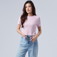 ESP เสื้อนิตลายทาง ผู้หญิง สีม่วง | Stripe Knit Top | 06195