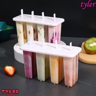 TYLER Popsicle Maker, Transparent With Lid and Sticks 4 Grids Popsicle Mold, Homemade PP Easy Demoulding Ice Cream Mold Freezer