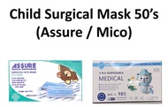 Child Kids 3 Ply Disposable Face Mask - 50s/box *Ready Stock* Assure Mico