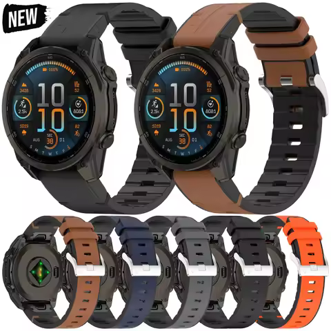 20 22mm 26mm Quickfit Leather Watchband For Garmin Fenix 8 47MM 51MM 43MM 7X 7 7S 6X 6 6S 5X Plus 3H