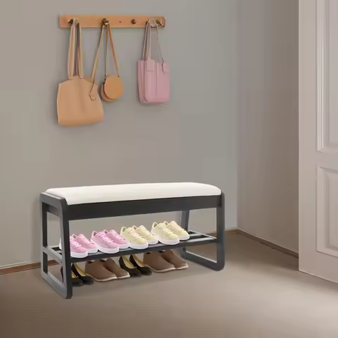 Shoe Rack Bench with Cushion, Shoe Organizer Bench with Storage, Shoe Rack Bench for Entryway