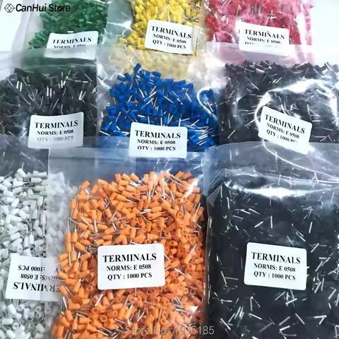 100pcs E0508 Tubular Wire Cold Pressure Connector Electrical Terminals Cable Crimps Wire Ferrules Fo