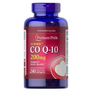 ดูแลหัวใจ หลอดเลือด ประสาท Puritan’s Pride Q-SORB CO Q-10 Resveratrol & Grapeseed 200mg 240 แคปซูล（E