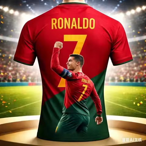 Portugal Ronaldo No.7 Football Jersey Unisex CR7 Victory Pose Print, Sport Athleisure, Fan Apparel, 