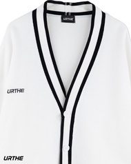 ＜1123＞URTHE - เสื้อคาร์ดิแกน แขนยาว OVERSIZE ปักโลโก้ รุ่น V-NECK CARDIGAN