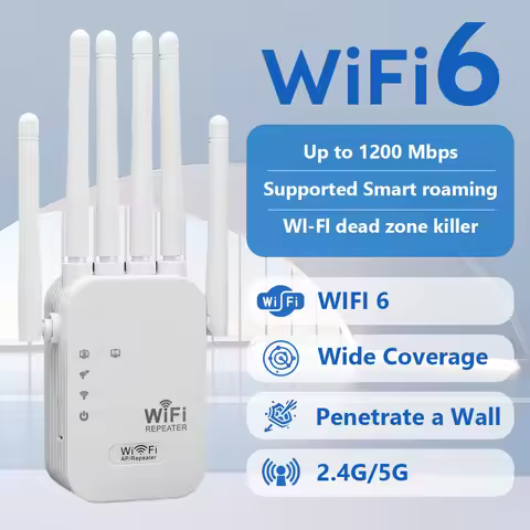 1200Mbps - Dual Band Gigabit Ethernet Ports, WiFi 6 Extender, Works with Any Router, Universal Compa