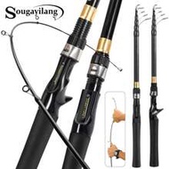 New Carbon Fiber Telescopic Fishing Rod, 1.8m/2.1m/2.4m Spinning/Casting Rod, EVA Handle, Ultra-Ligh