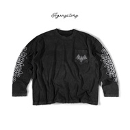 Agony Story Pocket Crest Long Sleeve Washed Black Regular Form - Agony Story
