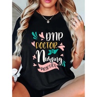 Women's DNP Doctor of Nursing Practice T-Shirt - Black Casual Short Sleeve with Vibrant Floral Print