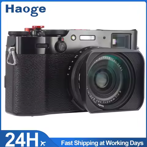 Haoge LH-X200B Square Metal Lens Hood with 49mm Adapter Ring for Fujifilm Fuji X100VI X100V X100F X1