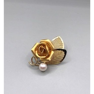 Vintage rose brooch with Akoya 7mm selected from Japan