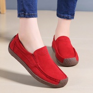 [COD]Casual Women's Loafer Shoes Anti-Slip Suede Leather Slip-On Woman Flat Bean Mother Shoes Big Si