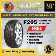 Free Install - R16 R17 R18 Minerva F205 Cheras KL 2025 Tyre Tire for Asian and Continental Car Tayar