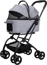 Pet Stroller 4 Wheels Foldable Cat Dog Stroller with Storage Basket for Medium Small Dogs Cats Foldi