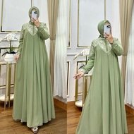 Nura Collection Official - Maharani Bordir - Baju Gamis Wanita Model Bahan Ceruti - Abaya Ceruti - G