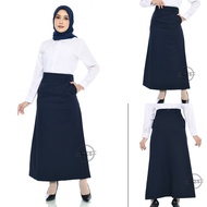 Rok Panjang Hitam Polos Model A line dan Span Pinggang Karet dan Ada Kantong Saku Wanita Bahan Dasar