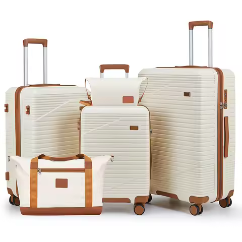 20/24/28 Inch Luggage Set 5 Piece ABS Luggage Set with Toiletry Bag and Handbag Lightweight 2.6KG fo
