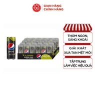 Thùng 24 Lon Nước Uống Có Gaz Pepsi Vị Chanh Không Calo (320ml)