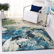 Safavieh Glacier Collection GLA123M Modern Contemporary Abstract Area Rug, 6' 7" x 9', Navy/Green