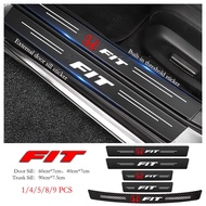 Honda Fit Car Door Sill Sticker Anti-Scratch Carbon Fiber leather Sticker Trunk Protector Stickers For Fit G2 GE GC G3 GK GH GP G4 GR GS Accessories