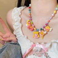 Cute Girl Dopamine Colorful Apple Star Beaded Necklace 2025 Light Luxury Day Fresh Clavicle Chain FV