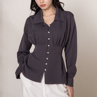 KEMEJA ASOKA Azalea Blouse 7760 - Slim Waist Blouse V Neck Long Sleeve - Women's Shirt Top