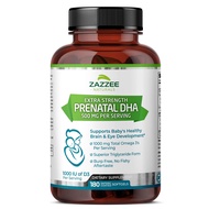 Extra Strength Prenatal DHA 500 mg, 180 Enteric Coated Softgels, 1000 mg Omega 3’s, 1000 UI Vitamin 