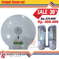 TISSUE DISPENSER SET BLOSSOM / UA0303 - A GVN ROLLED TISSUE HOLDER and LIQUID SOAP HOLDER VZ 8W - 2 