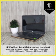 HP Pavilion 14-al106tx Intel Core i7-7500U 2.7GHz 8GB RAM 256GB SSD 940MX 4GB Graphic Card Refurbished Laptop Notebook