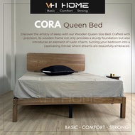 CORA Queen Bed Frame Katil Kayu Queen Queen Size Bed Katil Murah Wooden Queen Bed