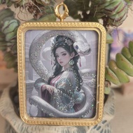 唐卡 Thangka 唐卡吊坠 毛衣链项链 手绘宫廷柳蛇仙唐卡招财吊坠藏式九尾狐唐卡挂件