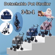 Detachable Pet Trolley Outdoor Foldable Pet Stroller Pet Carrier Strong Structure Dog Cat Stroller