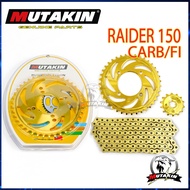 MUTAKIN RAIDER 150 CARB/FI Sprocket Gold Chain Set (428H-14T-38T/39T/41T/42T/43T-132L )