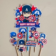 CAPTAIN AMERICA TOPPER / (LA-001) CAKE TOPPER CAPTAIN AMERICA / CAPTAIN AMERICA CAKE TOPPER / CUPCAK