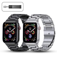 [HOT JUXXKWIHGWH 514] สายโลหะสำหรับ Apple Watch Band 44มม. 42มม. 40มม. 38มม. 41 45มม. สร้อยข้อมือสแตนเลสสำหรับ IWatch 7 6 SE 5 4 3 Series อุปกรณ์เสริม