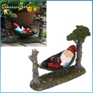 EMOTEMY Hammock Gnome Statue, Resin Hanging Garden Gnome Figurine, Outdoor Statues Dwarf Figurine Gr