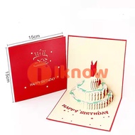 I know LED Light Birthday Cake Music Happy Birthday Card Postcards 3D Pop Up Birthday Cards