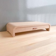 【台灣製造】小清新螢幕架- 弧面抽屜款 - 白橡木∣尺寸可訂製