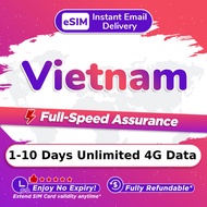 Vietnam eSIM Unlimited 4G Data 1-10 Days Daily 500MB/1GB/2GB/3GB | Total 3GB/5GB/10GB | High Speed V