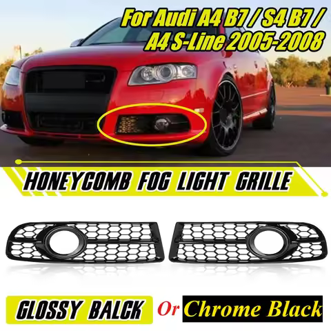 For Audi A4 B7 S4 B7 A4 S-Line 2005-2008 Pair Front Fog Light Grille Cover Lower Honeycomb Fog Lamp 