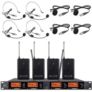 Frequency B Wireless Microphone System 4 Channel 4 Lavalier 4 Bodypacks 4 Lapel Mic 4 Headsets UHF f