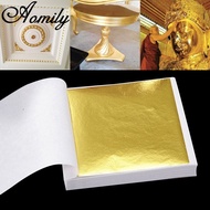 100 Lembar Kertas Foil Emas Gold Leaf Foil Sheet Kertas Prada Sepuhan Gilding