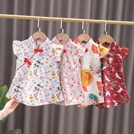 Summer New Girl Cotton Dress Tang Suit Cheongsam Dress