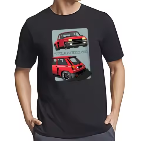 T-shirt en coton imprimé bricolage pour hommes et femmes, R5 Turbo 2, voiture de course, rouge, icôn