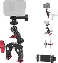 Mechrig Camera Mount Clamp Kits, Magic Arm Double Ball Head Adapter with 1/4" & 3/8", Holes Phone Ho