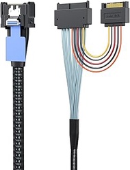 10Gtek MCIO to U.2, MCIO 4X SFF-TA-1016 to SFF-8639 with 15Pin SATA Power, PCIe GEN4 Mini Cooledge I
