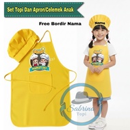 Children's Apron Set and Hat Free Name Embroidery/ Children's Apron Market DAY kids apron kids art a
