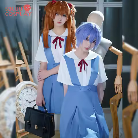 SBluuCosplay Rei Ayanami Cosplay Anime Women Cute Asuka Langley Soryu Costume Women School Uniform D