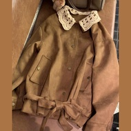 Ge·an·fei | Retro Mahogany Brown Jacket for Women Autumn Winter 2025