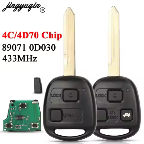 jingyuqin 89071-0D030 Remote Car Key Alarm 433MHZ For Toyota Yaris Avensis Corolla Fob 4D70/4C Chip 